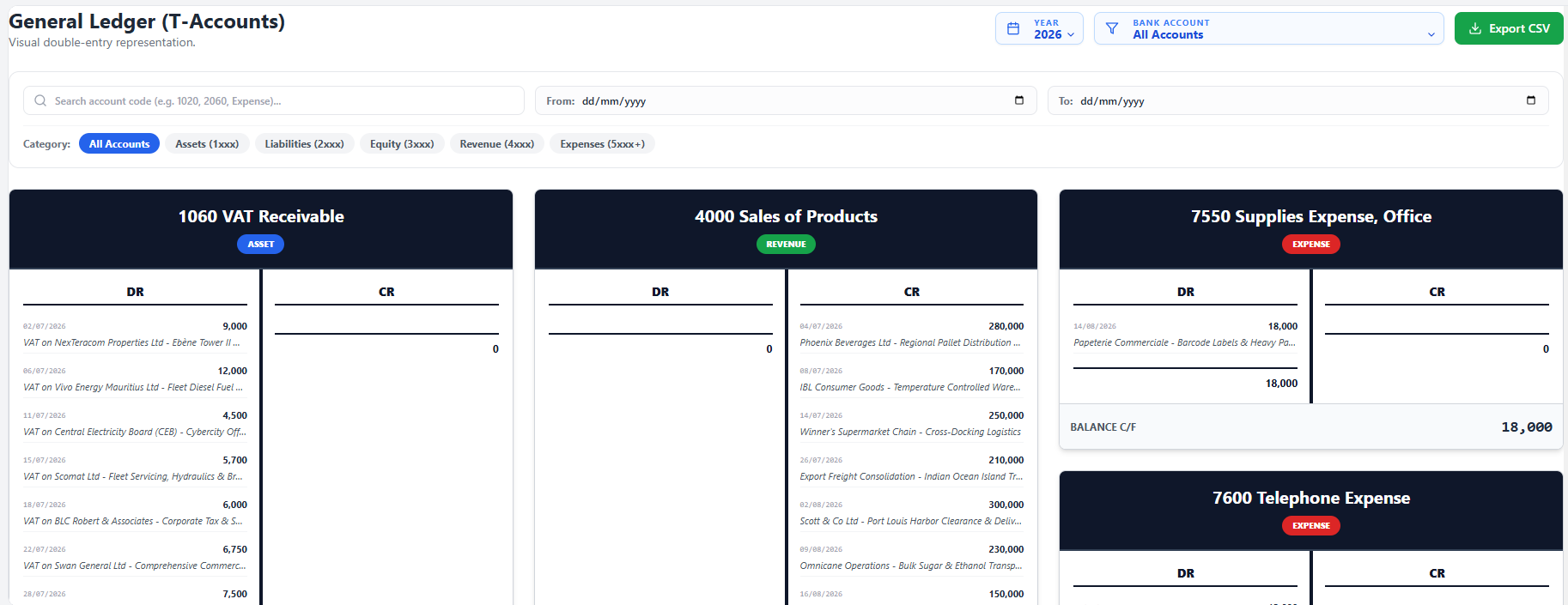 Double-Entry General Ledger preview