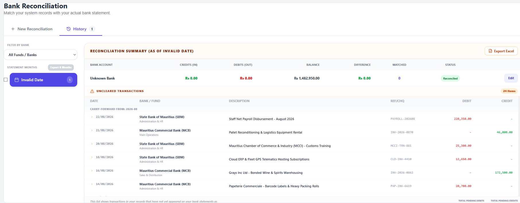 Bank Reconciliation preview
